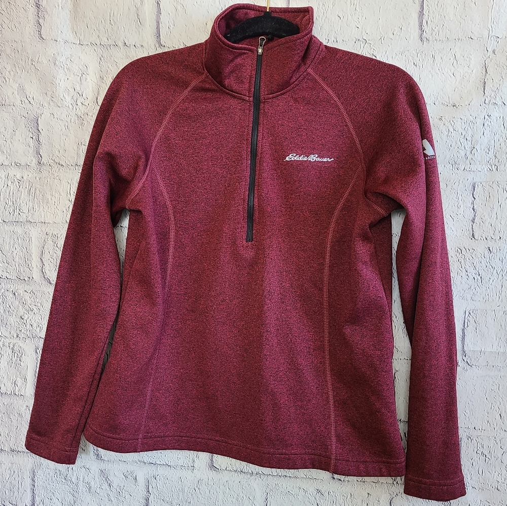 Eddie Bauer 1/4 Zip Red Pullover Sweatshirt SZ M